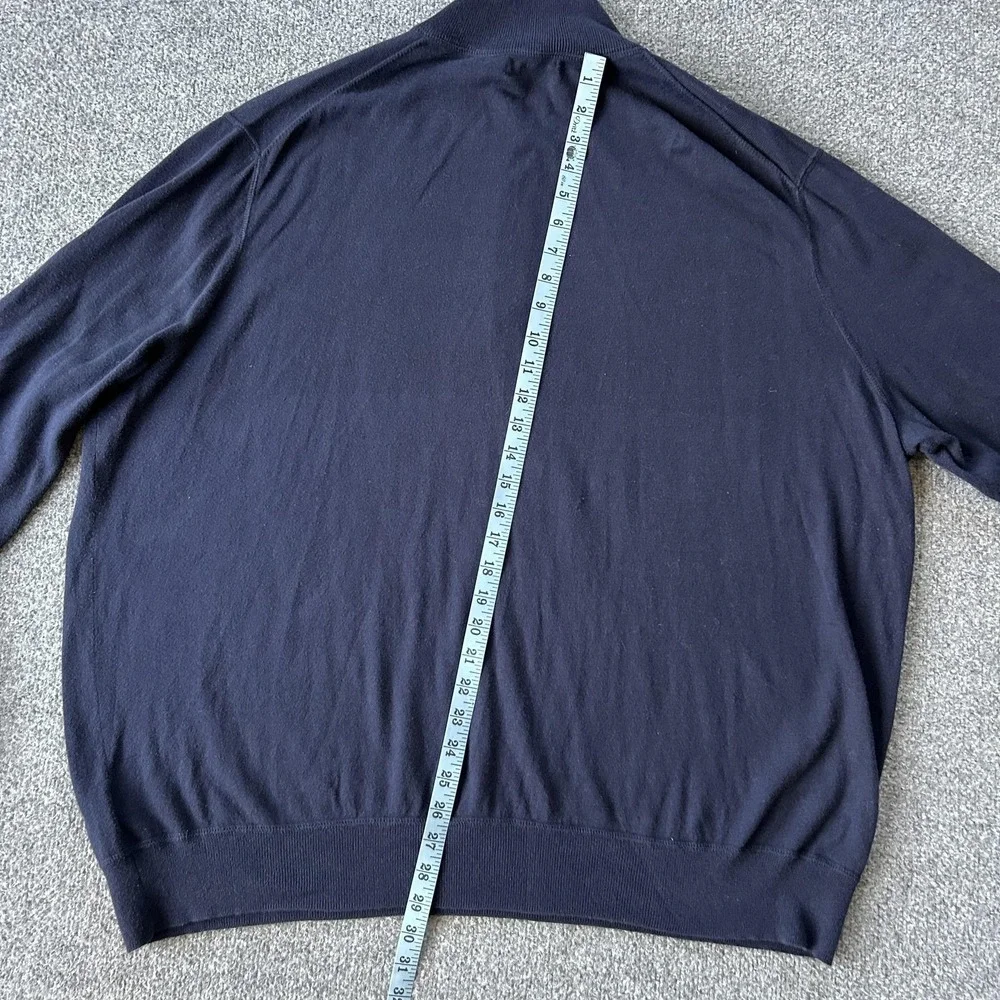 Polo Ralph Lauren Sweater Mens Big 3X Blue Cotton Quarter‎ Zip Mock Neck Knit